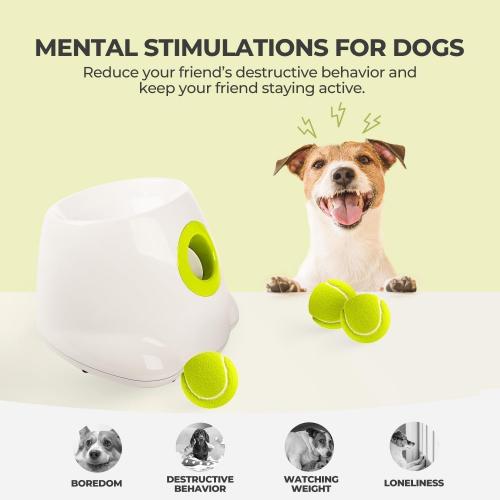 AFP Automatic Ball Launcher Dog Ball Thrower Machine Interactive Hyper Fetching Toy for Large Dogs, 3 Tennis Balls Included, Max Version