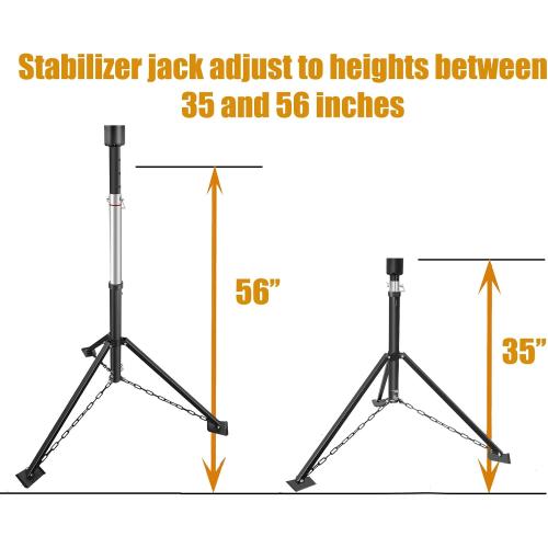 Schumaho King Pin Tripod Stabilizer Jack for 5th Wheel Trailer Rv, (Allow Drill Adjust), 5000lb Load Capacity & Adjustable Height from 35 to 56（Patented
