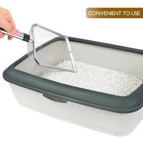 Silver Mesh Litter Scoop, Stainless Steel Litter Scooper Metal Sand Shovel Small Cat Litter Scoop Fine Mesh Metal Reptile Litter Cleaner Scooper for Cats, Reptiles, and Small Pets