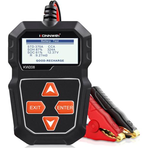 KONNWEI KW208 12V Car Battery Tester, Battery Load Tester Automotive 12V Alternator Starter Tester Digital Auto Battery Analyzer Charging Cranking System Tester for Car Truck Marine Motorcycle Boat