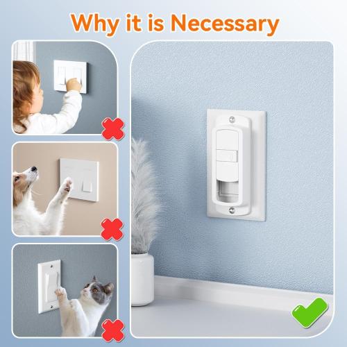 SAFELON 4 PCS Light Switch Cover Guard for Baby Safety, Childproof Light Switch Locks, Wall Switch Covers Prevents Kids from Turning The Lights On and Off