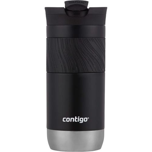 Contigo Byron Vacuum-Insulated Stainless Steel Travel Mug with Leak-Proof Lid Reusable Coffee Mug or Water Bottle BPA-Free 16oz Licorice Keeps Beverages Hot for 6 Hours or Cold for 12 Hours