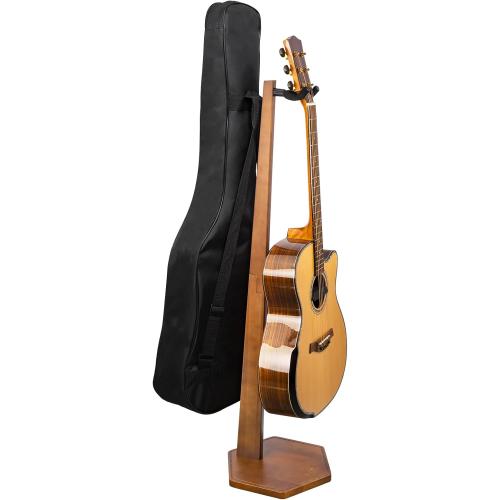 BROWN STRICH Acoustic Guitar Stand, HardWood 35.4 Height Floor Guitar Dispaly, Walnut Guitars Holder with Hanger for Home, Studio (FH1, Guitar Display)