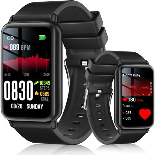 Black 1.96 Blood Pressure Watch, Smart Watch, Blood Pressure Watch for Men, 1.96'' Touchscreen Waterproof Smart Watch with Blood Pressure/Heart Rate Compatible for Android/iOS, Black