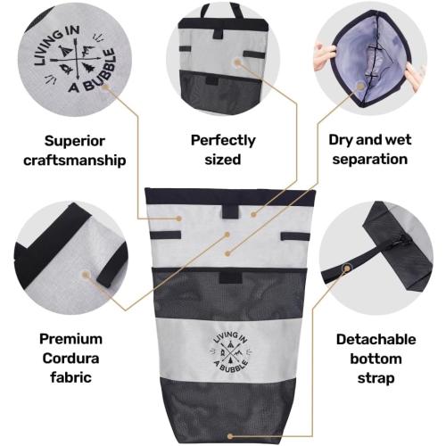 Living in a Bubble Premium Utility Bag for Campervans and Cars - Laundry Bag, Multipurpose Seatback Bag & Seat Back Organizer - Vanlife Accessory & Van Storage Solution - Grey