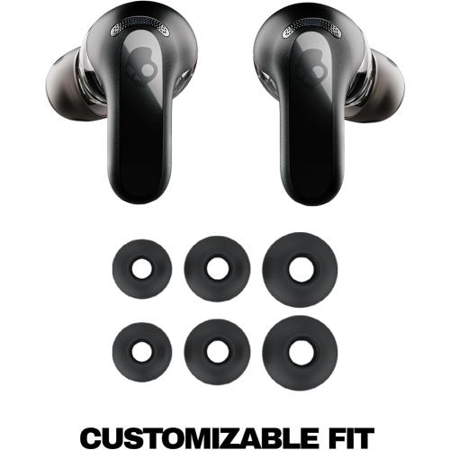 Skullcandy Rail ANC Wireless Earbuds, Bluetooth Headphones, Active Noise Cancelling, Up to 38 Hours Battery, Microphone for iPhone Android, Customizable via Skull-iQ App - True Black