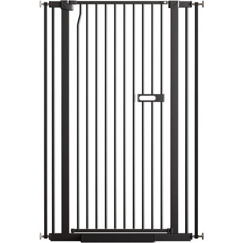 Size 61 Color Black Extra Tall Dog Gate for Doorways, Cat Baby Gate Indoor for Stairs/Hallways, 34-38.1 Wide Include 4.13 Extension Kits, No Drilling Auto Close High Pressure Mounted, Black