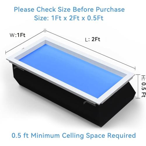 2x1 Ft Smart Blue Sky Light Ceiling Lamp, APP Control and Biological Rhythm Simulate Sunlight Irradiation, Artificial Skylight for Living Room, Bathroom, Office (2x1 Ft)