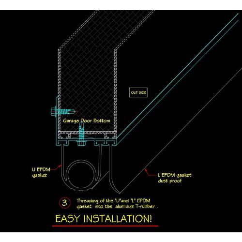 Heavy-Duty Garage Door Bottom Seals Kit with U-Shape Aluminum Track & O-Ring Weatherproofing Seal Universal Fit, Adjustable Rubber Weather Stripping for Residential & Commercial (10 Ft)