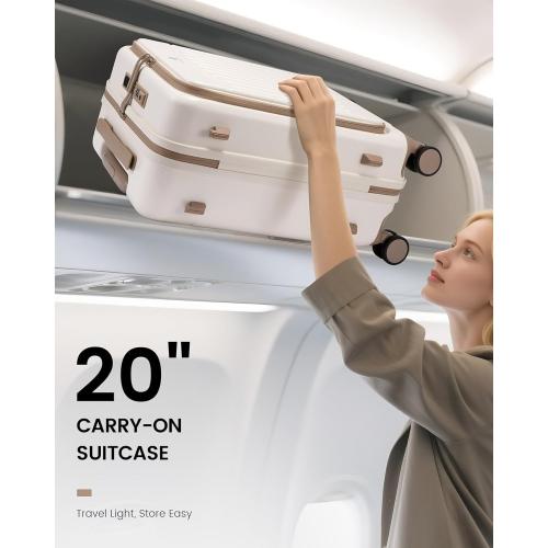 LOVEVOOK Carry on Luggage, PC Hard Shell Suitcases with wheels, 20-Inch Carry On Luggage with USB Port, Lightweight 6.9lb, Fits 15.6, 45L Capacity for Travel & Business（1PC）