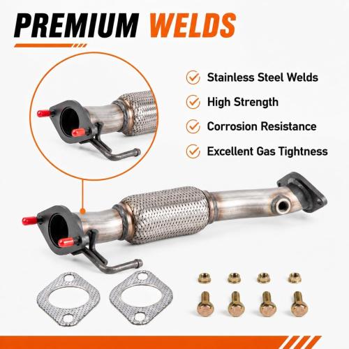 52587 Exhaust Pipe for 10-13 Hyundai Tucson & 2011-2015 Kia Sportage FP12 | One-Piece Exhaust Pipe, New Stainless Steel Replacement, Vibration Damping And Precise Direct Fit, Easy Install OE#286102S100
