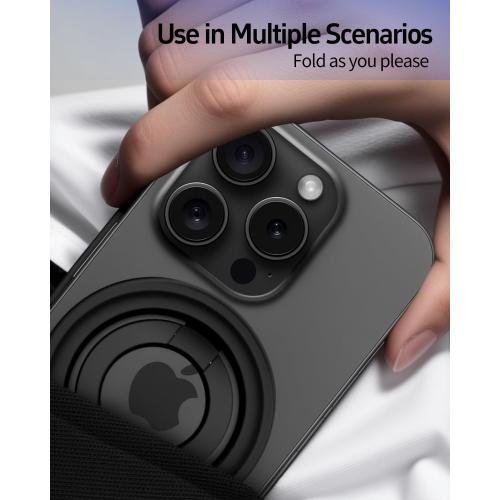 Magnetic Phone Ring MagSafe Phone Grip, Magnetic Cell Phone Stand Holder Finger Ring [Super Magnet] [360° Rotation] [Double Bracket] - Black 2025 New