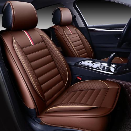 COLOR Brown OASIS AUTO Car Seat Covers Premium Waterproof Faux Leather Cushion Universal Accessories Fit SUV Truck Sedan Automotive Vehicle Auto Interior Protector Front Pair (OS-001 Brown)