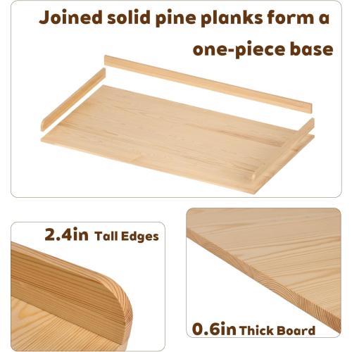 Laundry Room Washer and Dryer Countertop for Organization, 27.5 W x 54 L Solid Pine Wood Washer Dryer Countertop, Laundry Machine Topper with Edge Rails and Non-Slip Pads