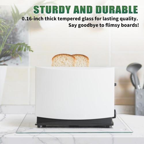 Seelenruhe Tempered Glass Cutting Board for Kitchen Counter, 12x16 inch Clear Cutting Board for Countertop, Non-Slip, Heat-Resistant, Easy to Clean, Kitchen Decoration