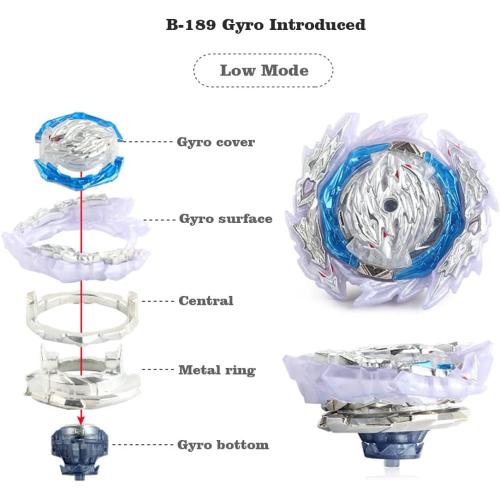 Battling Tops Burst Battle B-189 Guilty Longinus Kr MDS-2 Gyro Toys for Kids with B-184 Custom Bey Launcher