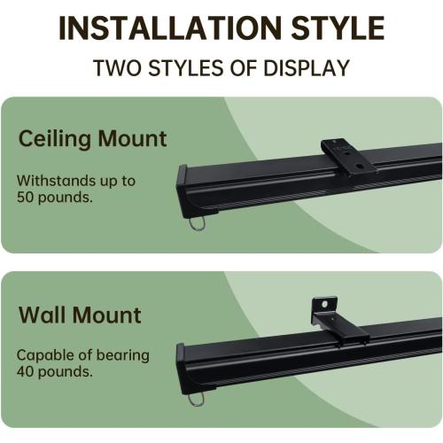 MaKefeile Ceiling Curtain Tracks 15FT,Curtain Track Wall Mount,Ceiling Mounted Sliding Door Curtains Rails Outdoor Extra Long Curtains Rod Room Divider Track for Living Bedroom with Hooks,Black