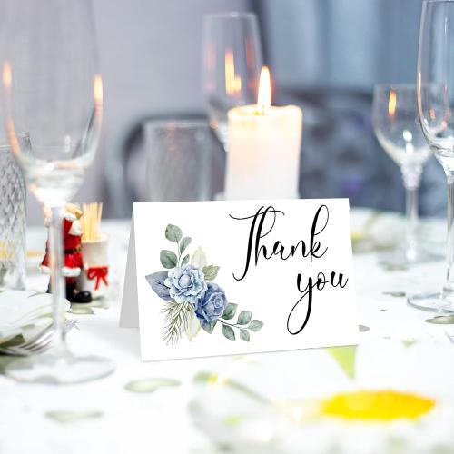 Fumete 50 Set Funeral Thank You Cards, Flower