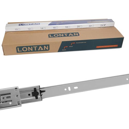 LONTAN 10 Pairs Soft Close Drawer Slides 24 Inch Side Mount Heavy Duty Cabinet Drawer Glides - Ball Bearing Full Extension Kitchen Cabinet Rails 100 LB Capacity