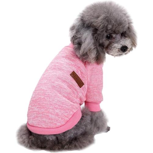 Jecikelon Dog Clothes Dogs Sweater Soft Puppies Clothing Winter Puppy Sweaters Warm Outfit for Dogs Small XXS XS Cat Apparel (Pink, L)