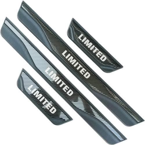 Stainless Door Sill Protector Kick Plate Entry Guard Kit for Hyundai Santa Cruz Elantra Venue Limited 2024 Accessory (Carbon Limited Text)