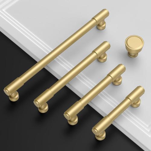 Amerdeco 10 Pack Brushed Gold Cabinet Knobs Single Hole Cabinet Pulls Diameter Round Drawer Knobs and Pulls for Bathroom Cabinets ZH0075