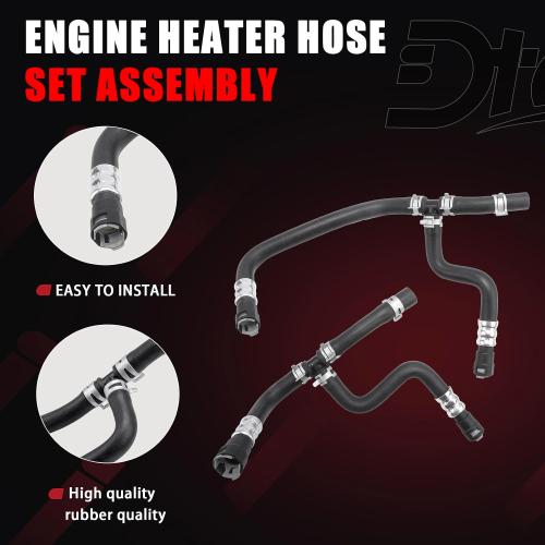 Engine Heater Hose Set Assembly Compatible with Chevy Buick GMC Vehicle 2007-2017 Enclave Acadia Traverse Replace Inlet and Outlet Bypass Hoses Replace# 20765678 25862087 25862088 626-562