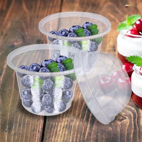 50 Pcs 8oz Clear Plastic Cup with Dome Hole Lids,Disposable Dessert Cups,Take away Food Containers Bowls for Ice Cream,Salad,Parfait,Fruit,Drink