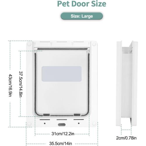 Large Doggie Door with Magnetic Locking Panel for Home Security - Durable & Weatherproof 17x14 for Medium to Large Dogs, Cats, Pets. Easy to Install