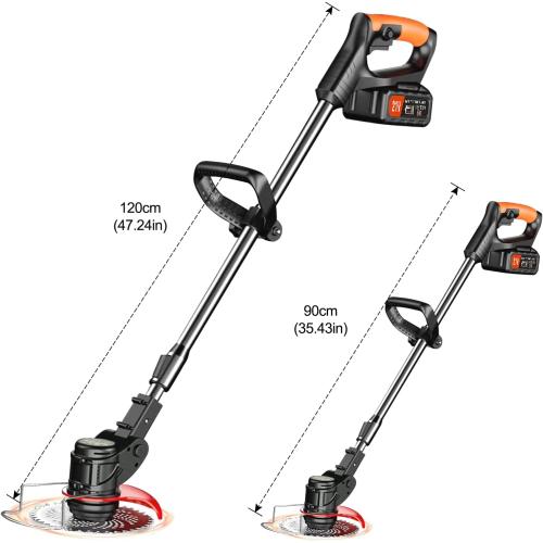 Weed Wacker Battery Operated, 21V 2Ah Battery Powered Weeder String Trimmer with 2 Batteries and 3 Blades, Weeder Lightweight Powerful Weeder Battery Powered for Yard and Garden Weeder (Black)