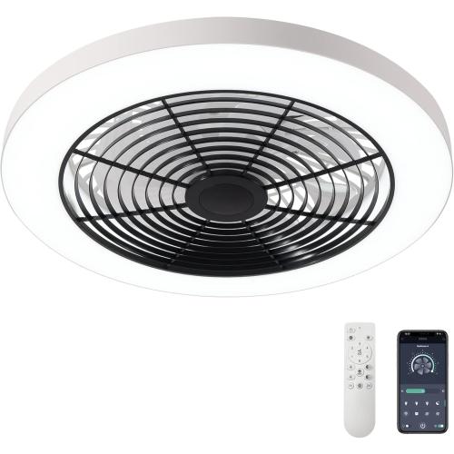 Orison Ceiling Fans with Lights, Low Profile Ceiling Fan with Lights and Remote, 6 Wind Speeds Smart Flush Mount Ceiling Fan for Bedroom, Kids Room and Living Room 19.7 (Black)