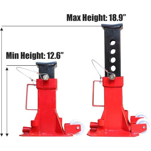 Big RED ATZ120006P Torin Heavy Duty Jack Stands: Pin Style Jack Stand with 2 Casters and Handle, Easily Portable Car Stand for Car SUV, Truck and Pick Up, 12 Ton (24,000 lb) Capacity, Red
