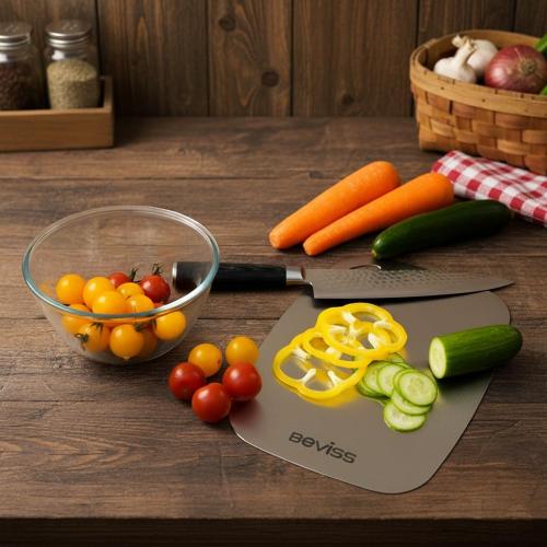 Cutting Board Non-Toxic, 304 Stainless Steel Cutting Board Double Sided, 11.45 x 8.15 Chopping Board for Kitchen, Dishwasher Safe Chopping Board for Meat, Vegetables or Fruit