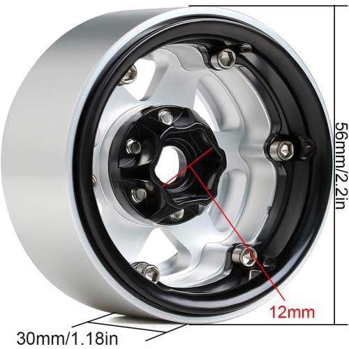 INJORA RC Wheel Rim 4pcs 1.9inch Beadlock Metal Wheel Hub Rim for 1/10 RC Crawler Axial SCX10 90046 AXI03007 TRX4 RedCat MST (Silver)