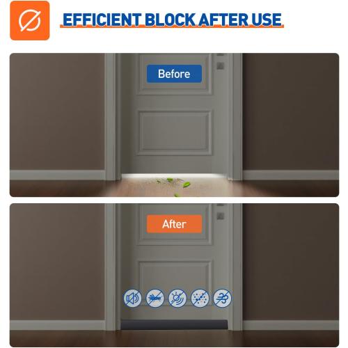 MAGZO Door Draft Stopper, 32 Inch Adjustable Under Door Gap Filler, Fits 26'' - 32'' Bottom Widths, Seals Gaps up to 1.7, Soundproof Sweep Blocks Air, Noise, Light, Dust- Grey