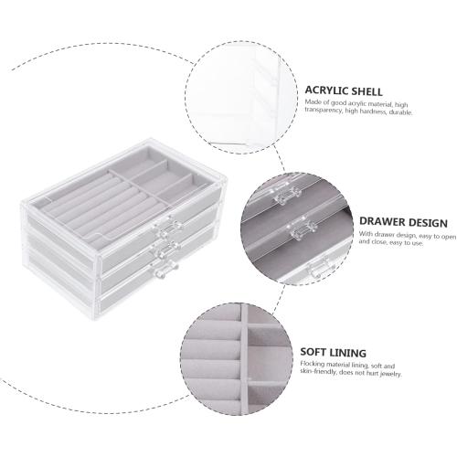 Jewelry Boxes Drawer Acrylic Trinket Organizer Lightweight Jewelry Storage for Home Shop Travel