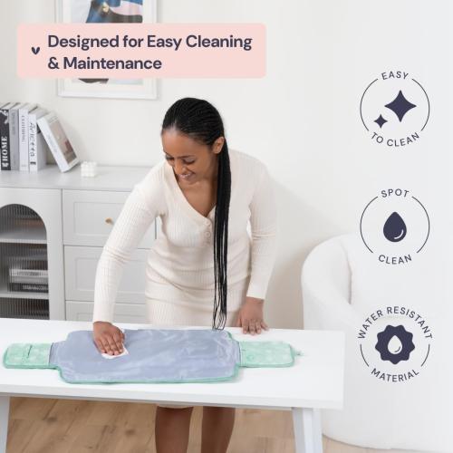 BabbleRoo Baby Changing Pad - Comfortable Portable Changing Pad, Compact, Fits in Any Diaper Bag - Lightweight and Soft with Cute Designs, Convenient Pockets, Extra Head Support – Sage Green Birdy