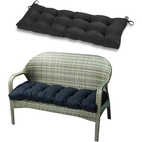 Indoor/Outdoor Bench Cushion, Swing Cushion, 51.2x19.7, for Lounger Garden Furniture Patio Lounger Bench (Black)