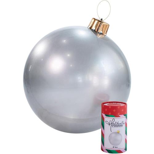 Holiball Inflatable Holiday Ornament – Ultimate Indoor/Outdoor Decoration – Reusable and Storage Friendly – for Weddings, Parties, Events, Team Colors – 30 – Silver