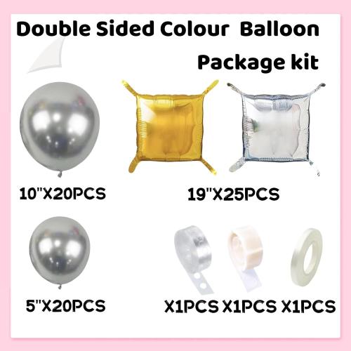 Chrome Silver Square Foil Balloon Wall Tunnel Arch Metallic Silver Balloon Garland Kit New Year's Eve Background Mylar Double Sided Flat Backdrop For Graduation Birthday Party Decorations