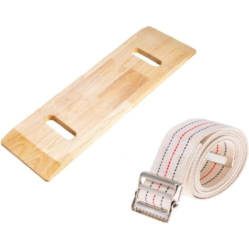 COW&COW 24 Wooden Transfer Board and 60 Belt Kit for Patient, Senior and Handicap Move Assist and Slide (24Inch)