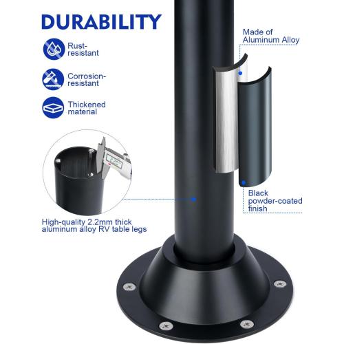2pCs Size 29 RV Table Base Mount and RV Table Leg with Upgraded Hole Design, Aluminum Camper Table Leg Base Mount for RV Boat Camper Trailer, 2 PCS