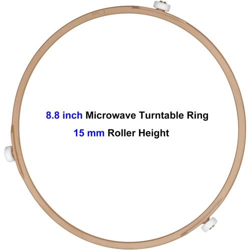 8.8 Microwave Turntable Ring with 15 mm Rollers, Microwave Oven Tray Support, Glass Plate Rotating Roller Ring, Ring Outer Diameter 8.8 inch (22.2 cm), Roller Height 15 mm