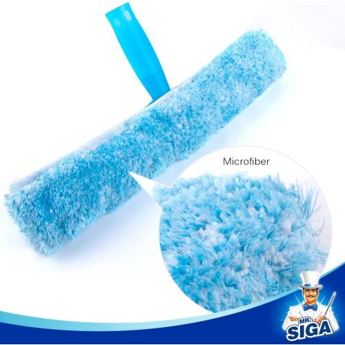 MR.SIGA Professional Window Cleaning Combo - Squeegee & Microfiber Window Scrubber, 14