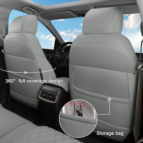 GIANT PANDA Car Seat Covers Full Set Custom Fit for Honda CRV EX,EXL,LX,Touring,Hybrid 2017 2018 2019 2020 2021 2022- Faux Leather (Gray/Grey)