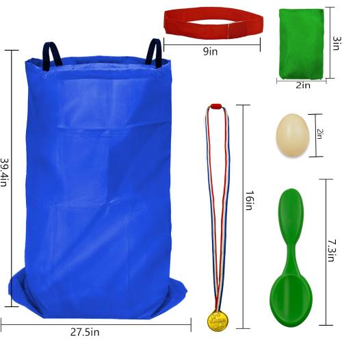 32Pc Potato Sack Race Bags - 32PCS Outdoor Games Sack Race Bags for Adults and Kids,3 Legged Race Bands,Egg Spoon Relay Race,Bean Bag Toss,Party Games for Kids,Field Day Games for Adults