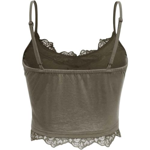 Soze S ....SHENHE Women's Butterfly Skull Print Contrast Lace Spaghetti Strap Sleeveless Cami Tank Crop Tops Army Green M