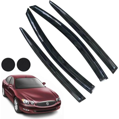 Rain Guards for Buick Lacrosse 2010-2016, Tape-on Side Window Deflectors for Buick Lacrosse, Window Visors for Buick Cars, Car Accessories 4 Rain Guards ＆ 2 Car Coasters