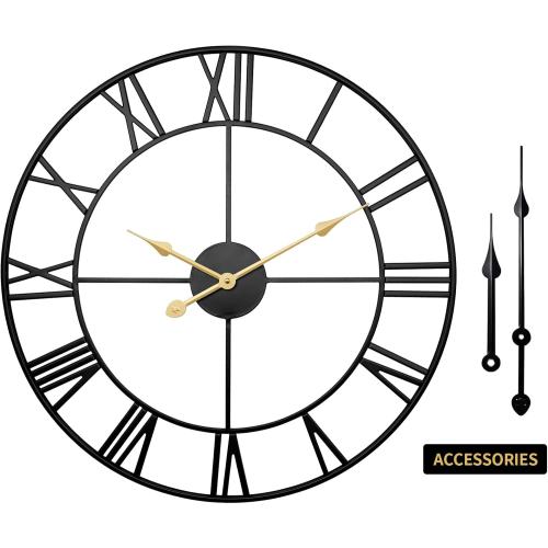 Large Wall Clock for Living Room,Decorative Round Modern Wall Clock,Roman Rustic Office Wall Clocks Battery Operated for Bedroom/Kitchen/Entryway/Office/Farmhouse 32Inch