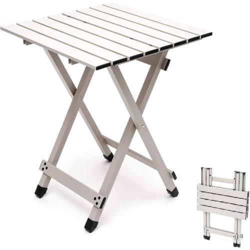SUNNYFEEL Folding Camping Table - Lightweight Aluminum Portable Picnic Table, 18.5x18.5x24.5 Inch for Cooking, Beach, Hiking, Travel, Fishing, BBQ, Indoor Outdoor Small Foldable Camp Tables ‼️has mild scratches ‼️